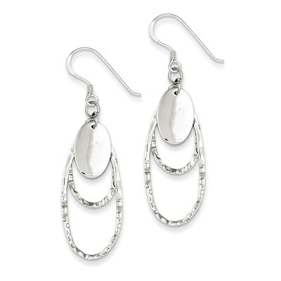 Textured Fancy Oval Dangle Earrings Sterling Silver Polished QE7180, MPN: QE7180, 886774749648