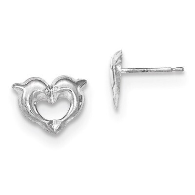 Madi K Screwback Dolphins Post Earrings 14k white Gold SE2479, MPN: SE2479, 191101364785
