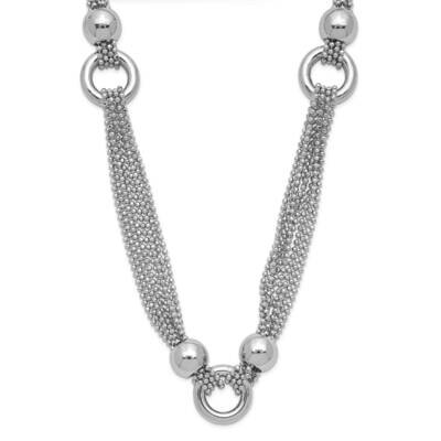 Beaded Chain Fancy Necklace Sterling Silver Rhodium-Plated QPRF309-18, MPN: QPRF309-18,