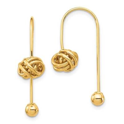 Love Knot with Screw End Threader Earrings 14k Gold YE1895, MPN: YE1895, 883957823102