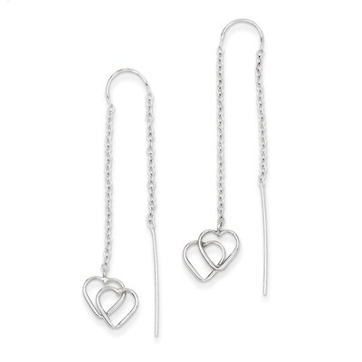 Double Heart Threader Earrings 14k White Gold YE1052, MPN: YE1052, 886774623153