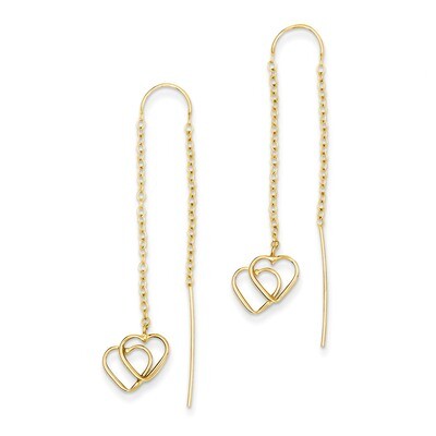 Double Heart Threader Earrings 14k Gold YE1051, MPN: YE1051, 886774623108