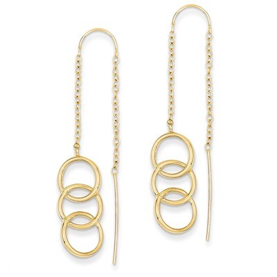 Triple Circle Threader Earrings 14k Gold YE1053, MPN: YE1053, 191101635243