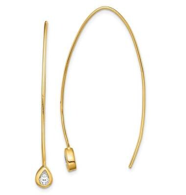 Threader Earrings Sterling Silver Gold-tone CZ Diamond QE14722, MPN: QE14722, 883957992945