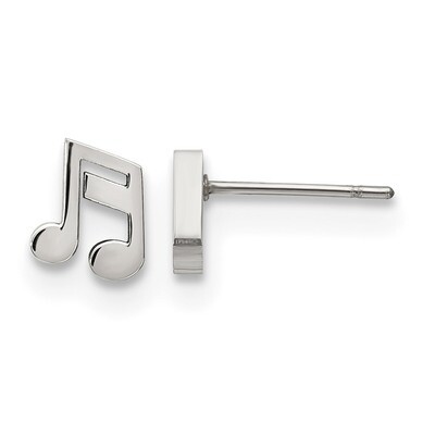 Music Note Post Earrings Stainless Steel Polished SRE1163 by Chisel, MPN: SRE1163, 191101854040