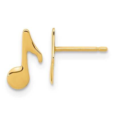 Music Note Post Earrings 14k Gold Polished YE2115, MPN: YE2115, 191101786129
