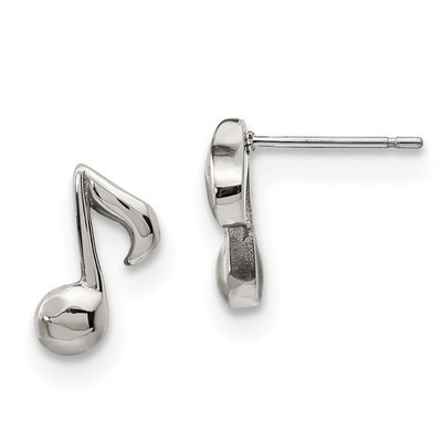 Music Note Post Earrings Stainless Steel Polished SRE1196 by Chisel, MPN: SRE1196, 191101854026