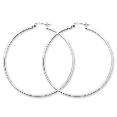 2mm Square Tube Hoop Earrings Sterling Silver Rhodium-plated QE4653, MPN: QE4653, 883957932637