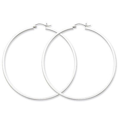 2mm Square Tube Hoop Earrings Sterling Silver Rhodium-plated QE4654, MPN: QE4654, 883957932644