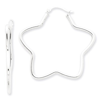 Star Tube Hoop Earrings Sterling Silver QE3723, MPN: QE3723, 883957927718
