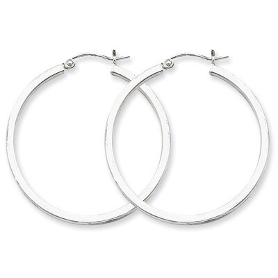 2mm Square Tube Hoop Earrings Sterling Silver Rhodium-plated QE4649, MPN: QE4649, 883957932590