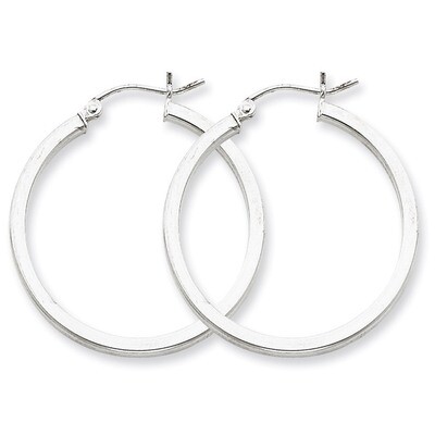 2mm Square Tube Hoop Earrings Sterling Silver Rhodium-plated QE4648, MPN: QE4648, 883957932583