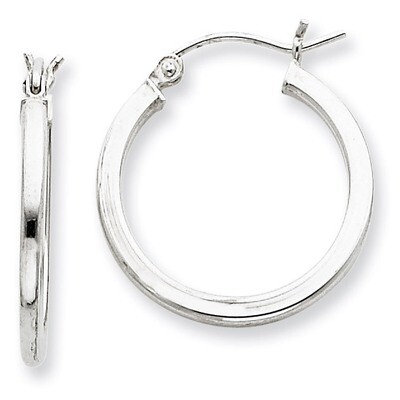 2mm Square Tube Hoop Earrings Sterling Silver Rhodium-plated QE4646, MPN: QE4646, 883957932569