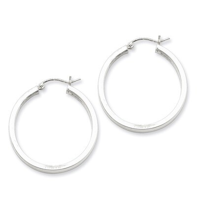 Square Tube Hoop Earrings Sterling Silver Rhodium-plated QE4522, MPN: QE4522, 883957931395