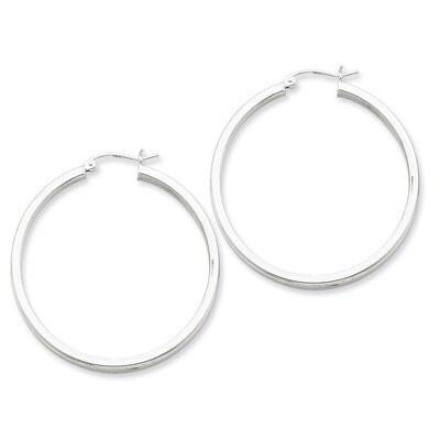 Square Tube Hoop Earrings Sterling Silver Rhodium-plated QE4524, MPN: QE4524, 883957931418