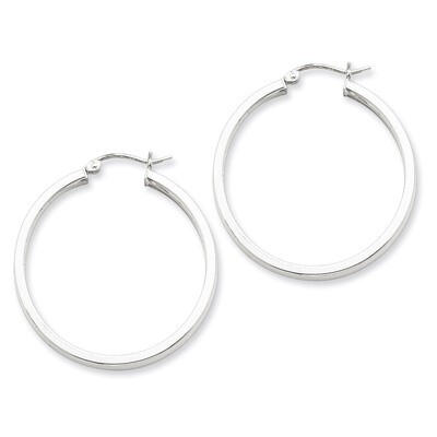 Square Tube Hoop Earrings Sterling Silver Rhodium-plated QE4523, MPN: QE4523, 883957931401
