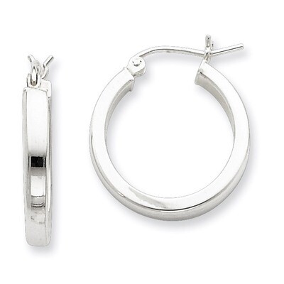 Square Tube Hoop Earrings Sterling Silver Rhodium-plated QE4520, MPN: QE4520, 883957931371