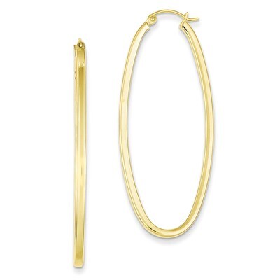 Square Tube Oval Hoop Earrings Sterling Silver Gold Plated QE8434, MPN: QE8434, 886774247502