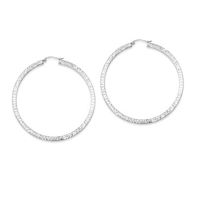 3x60mm Square Tube Hoop Earrings Diamond-cut Sterling Silver QE8141, MPN: QE8141, 883957529752