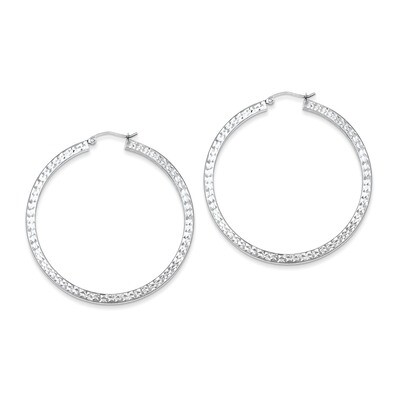 3x50mm Square Tube Hoop Earrings Diamond-cut Sterling Silver QE8139, MPN: QE8139, 883957489773