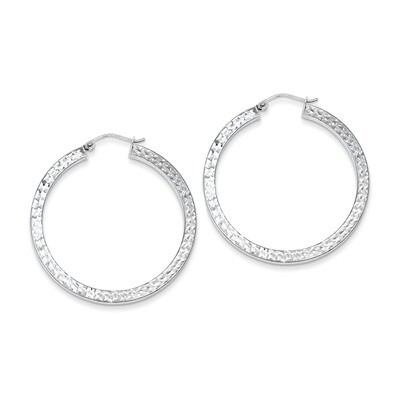 3x40mm Square Tube Hoop Earrings Diamond-cut Sterling Silver QE8137, MPN: QE8137, 883957460734