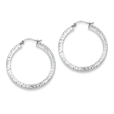 3x35mm Square Tube Hoop Earrings Diamond-cut Sterling Silver QE8136, MPN: QE8136, 883957557663