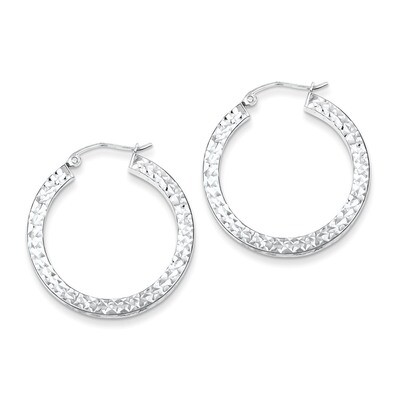 3x30mm Square Tube Hoop Earrings Diamond-cut Sterling Silver QE8135, MPN: QE8135, 883957533025
