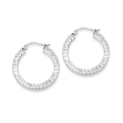 3x25mm Square Tube Hoop Earrings Diamond-cut Sterling Silver QE8134, MPN: QE8134, 883957559377