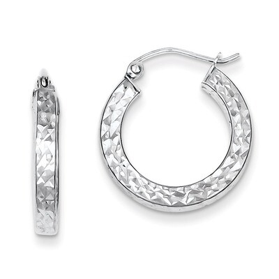 3x20mm Square Tube Hoop Earrings Diamond-cut Sterling Silver QE8133, MPN: QE8133, 883957577425