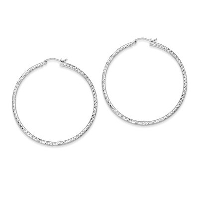 2x50mm Square Tube Hoop Earrings Diamond-cut Sterling Silver QE8120, MPN: QE8120, 883957529738