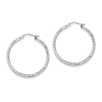 2x35mm Square Tube Hoop Earrings Diamond-cut Sterling Silver QE8115, MPN: QE8115, 883957496504