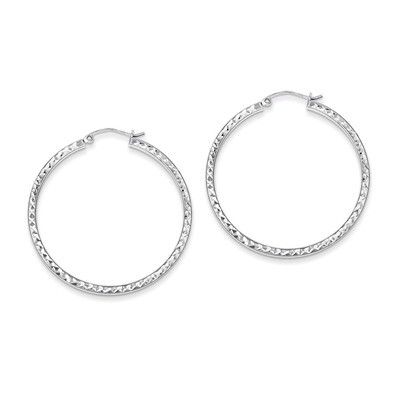 2x40mm Square Tube Hoop Earrings Diamond-cut Sterling Silver QE8116, MPN: QE8116, 883957501673