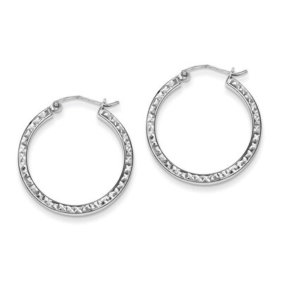 2x25mm Square Tube Hoop Earrings Diamond-cut Sterling Silver QE8113, MPN: QE8113, 883957567617