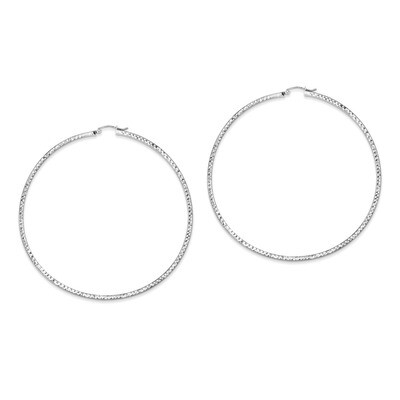 2x80mm Square Tube Hoop Earrings Diamond-cut Sterling Silver QE8122, MPN: QE8122, 883957460727