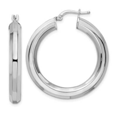 5x34mm Octagon Tube Hoop Earrings Sterling Silver Rhodium-Plated QE15867, MPN: QE15867, 196904151808