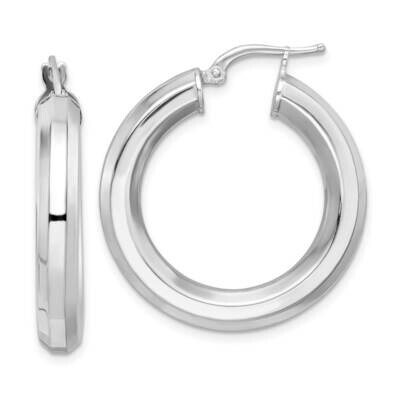 5x30mm Octagon Tube Hoop Earrings Sterling Silver Rhodium-Plated QE15866, MPN: QE15866, 196904152157