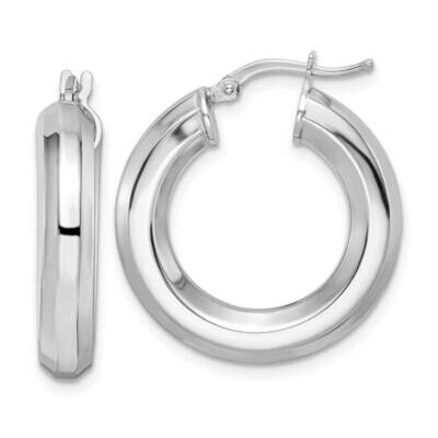 5x24mm Octagon Tube Hoop Earrings Sterling Silver Rhodium-Plated QE15865, MPN: QE15865, 196904152188