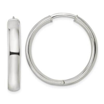 5x30mm Hinged Tube Hoop Earrings Sterling Silver Polished QE15951, MPN: QE15951, 196904152447