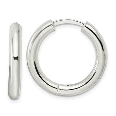 3.5x25mm Hinged Tube Hoop Earrings Sterling Silver Polished QE15949, MPN: QE15949, 196904151273