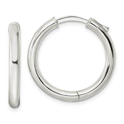 3x25mm Hinged Tube Hoop Earrings Sterling Silver Polished QE15946, MPN: QE15946, 196904151334