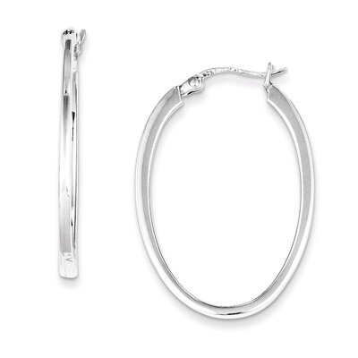 Flat Square Tube Oval Hoop Earrings Sterling Silver QE3774, MPN: QE3774, 883957927916