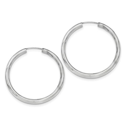 Endless Tube Hoop Earrings Sterling Silver Rhodium-plated Polished QE11529, MPN: QE11529, 191101228…