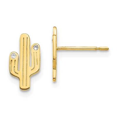 Cactus Stud Earrings 14k Gold CZ Diamond YE1891, MPN: YE1891, 883957919225