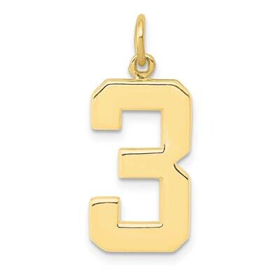 Polished Number 3 Charm 10k Gold Casted Large 10LP03, MPN: 10LP03,
