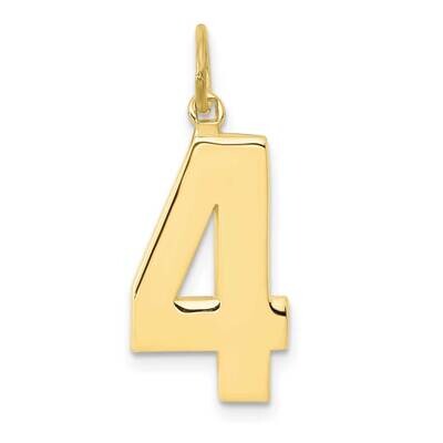 Polished Number 4 Charm 10k Gold Casted Large 10LP04, MPN: 10LP04,