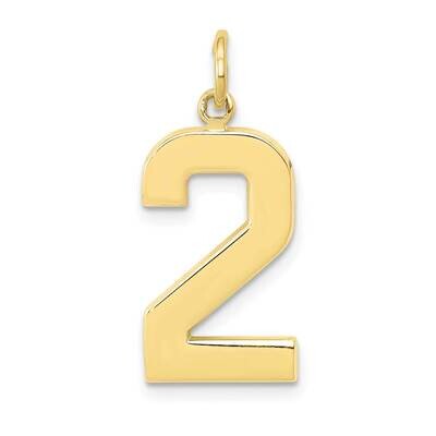 Polished Number 2 Charm 10k Gold Casted Large 10LP02, MPN: 10LP02,