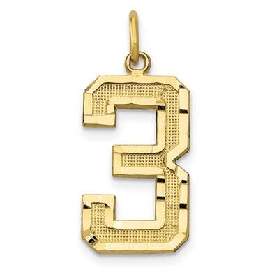 Diamond Cut Number 3 Charm 10k Gold Casted Large 10LN03, MPN: 10LN03,
