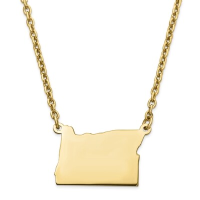 Oregon State Pendant Necklace with Chain 14k Yellow Gold Engravable XNA706Y-OR, MPN: XNA706Y-OR, 88…