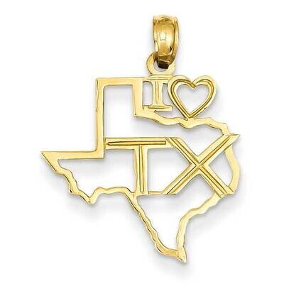 Solid Texas State Pendant 14k Gold D1190, MPN: D1190, 637218036905