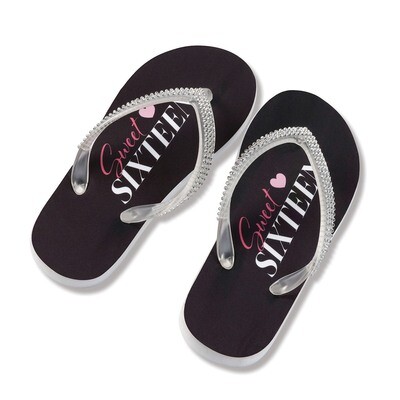 Lillian Rose Small Size 5-6 Black Sweet Sixteen Flip Flops GM20418, MPN: GM20418, 710309426134